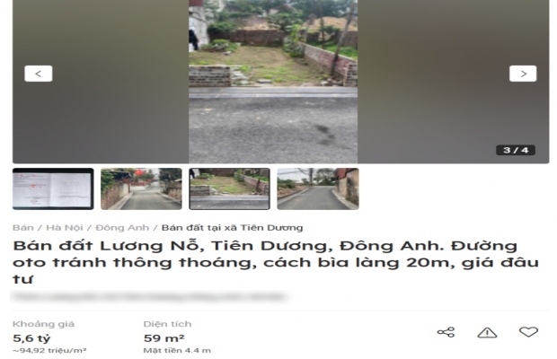 Khó mua đất nền dưới 50 triệu đồng/m2 tại Đông Anh