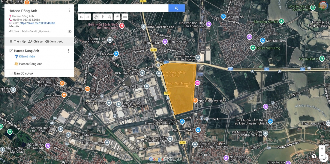 Bảng giá chi tiết The InterCentral Hateco Đông Anh