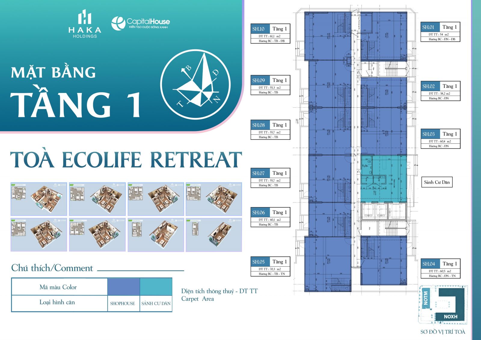 mặt bằng tầng 1 ecolife retreat bắc giang