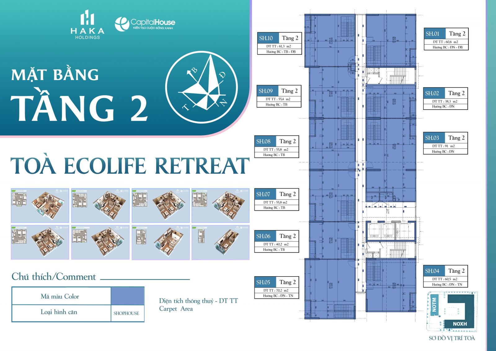 mặt bằng tầng 2 ecolife retreat bắc giang